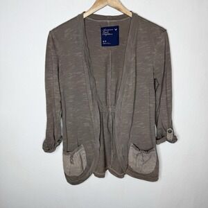 American Eagle Y2K Brown Patch Pocket Lightweight Open Cardigan Women's Small